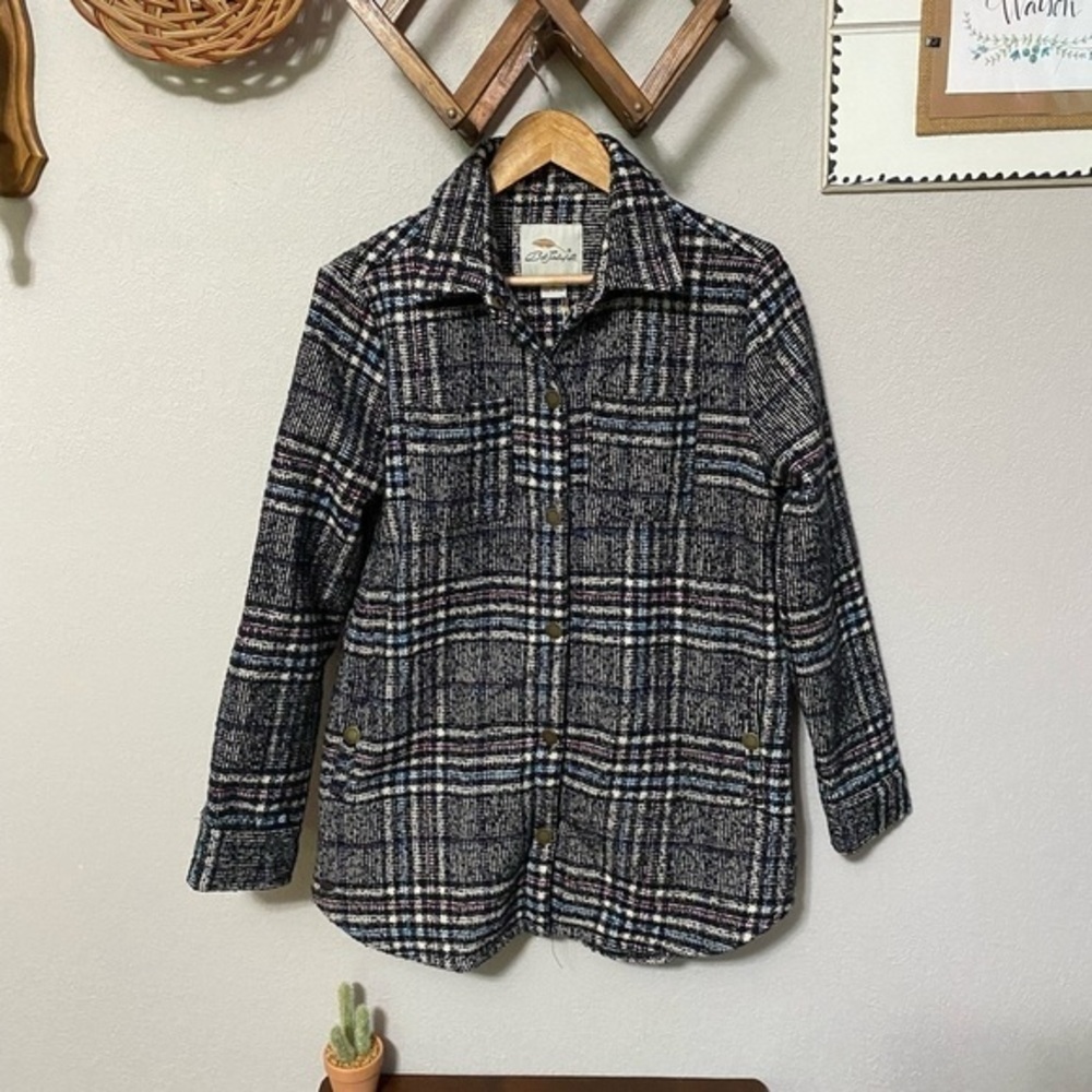 BOB TIMBERLAKE New With Tags plaid textured wool blend snap down shacket jacket